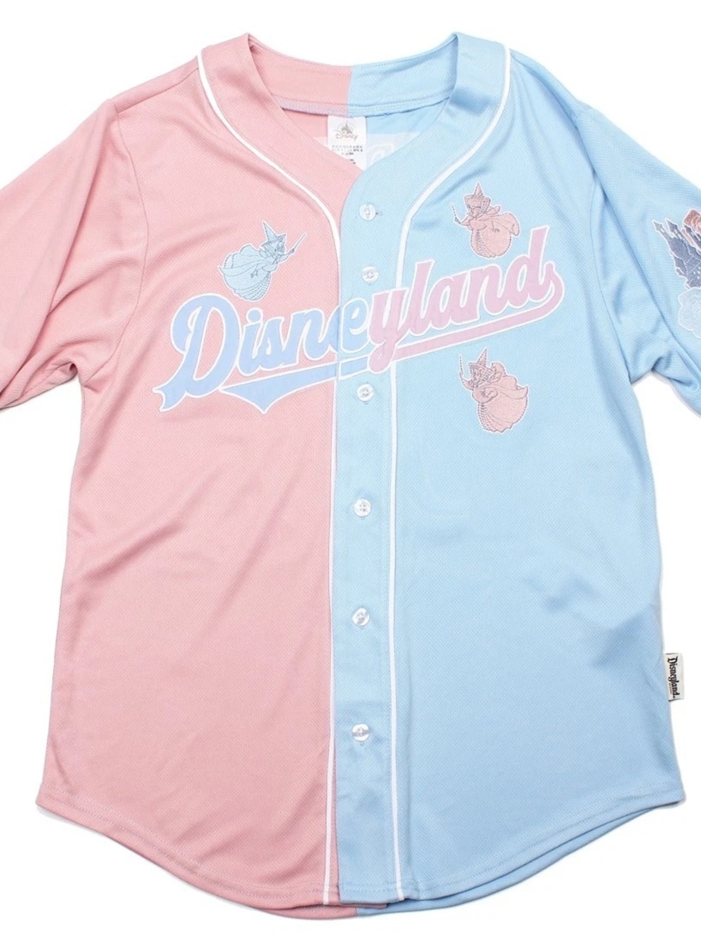 Disney Split Pink and Light Blue Baseball Jersey Top